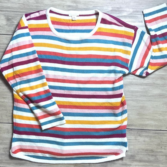 Westbound Multicolor Striped Lightweight Crew Neck Knit Soft Sweater excellent - Picture 1 of 6